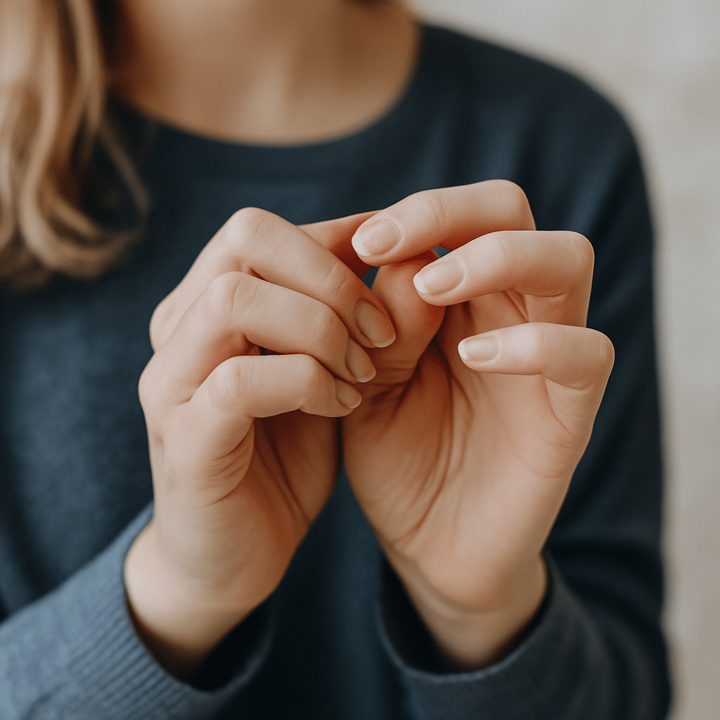 Nervöse Geste der Hände